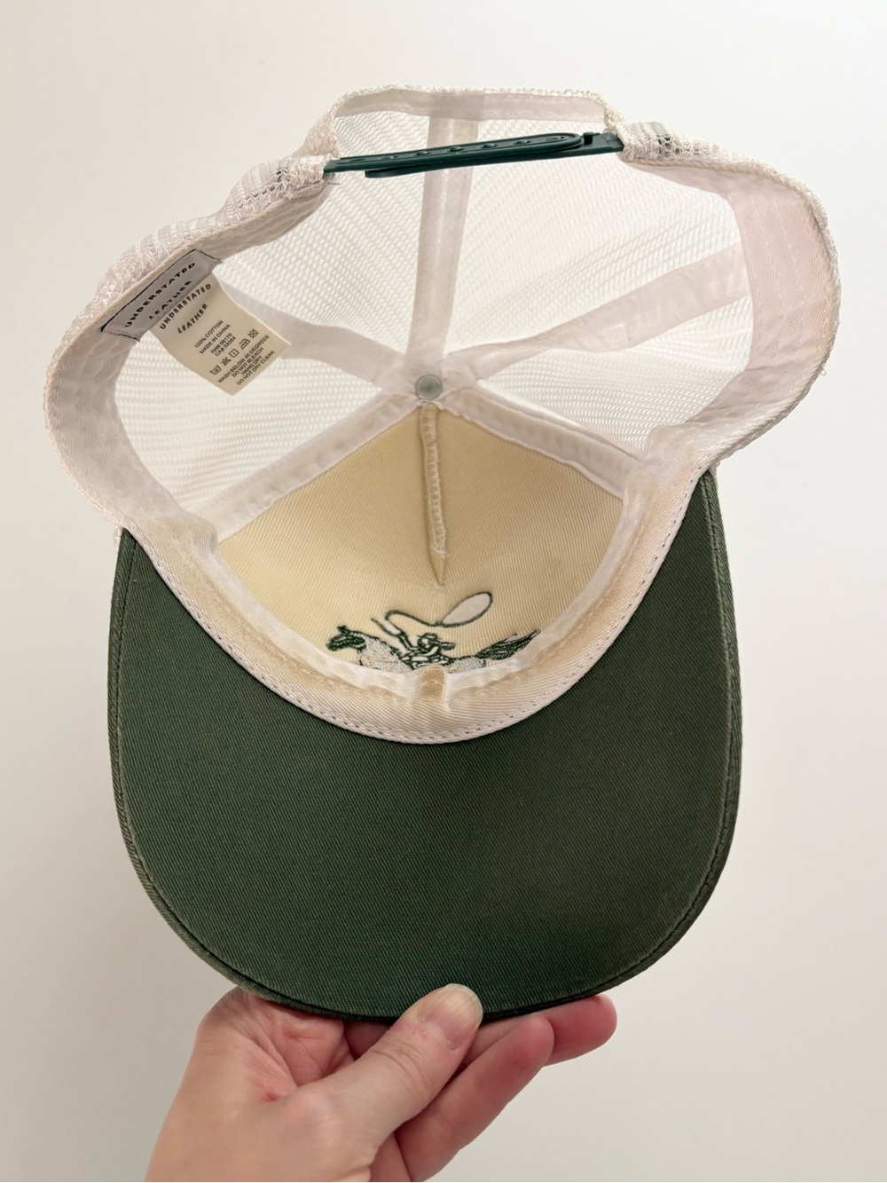 Free People Giddy Up Trucker Hat in Cream/Green - Picture 7 of 9